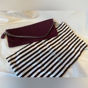 Henri Bendel Dark Purple Zippered Clutch with Dustbag